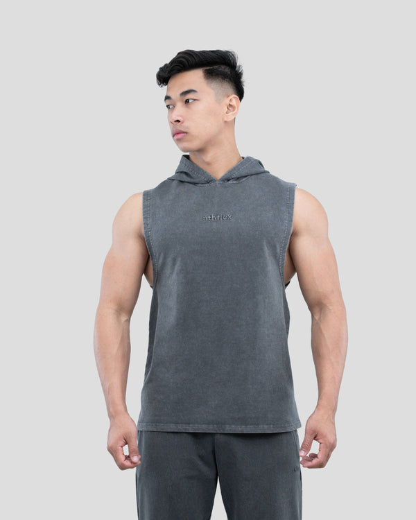 Acid Wash Sleeveless Hoodie