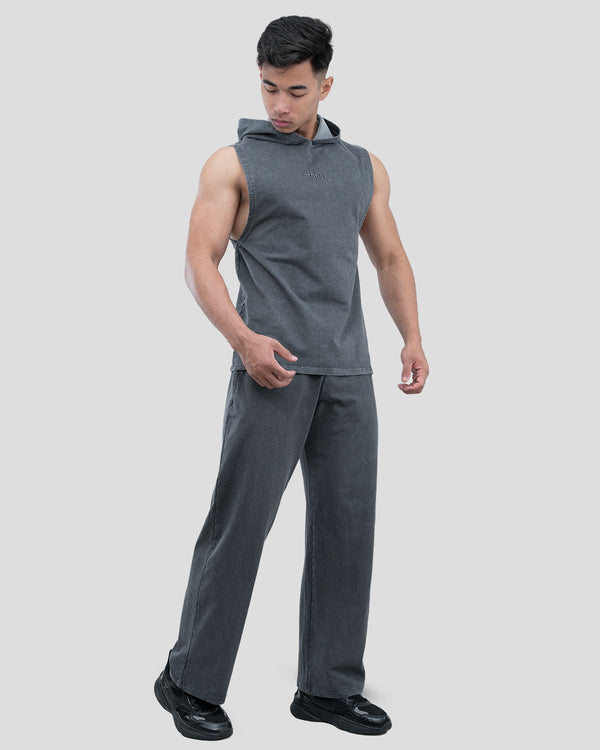 Acid Wash Sleeveless Hoodie